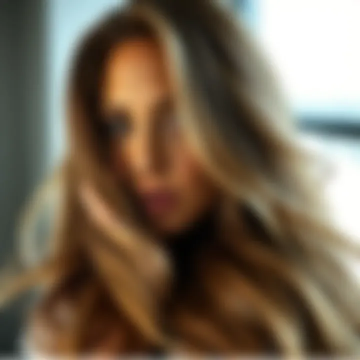 Long Flowing Hair with Highlights of Jennifer Lopez Close-up of Jennifer Lopez's long, flowing hair with subtle highlights