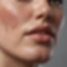 A close-up view of skin showing scars and blemishes