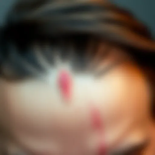 Close-up of a scalp with visible irritation