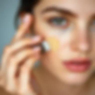 Applying Concealer Powder Technique Demonstration of applying concealer powder on skin