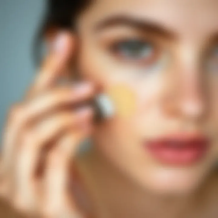 Applying Concealer Powder Technique Demonstration of applying concealer powder on skin