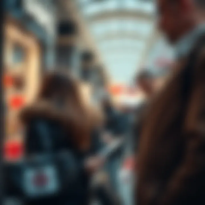 Shoppers eagerly examining deals and offers