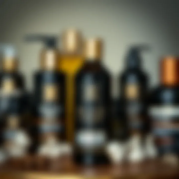Black Garlic Oil among Premium Hair Care Solutions An elegant display of hair care products, showcasing black garlic oil prominently