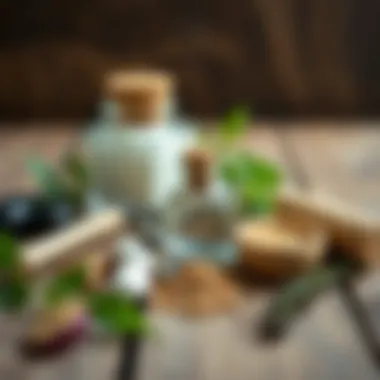 Natural Remedies for Nail Health Natural ingredients for nail repair, arranged aesthetically on a wooden surface