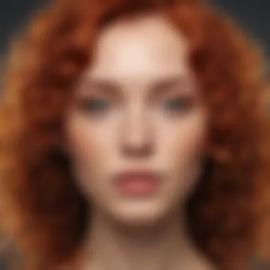 Close-up of healthy curly red hair with shine