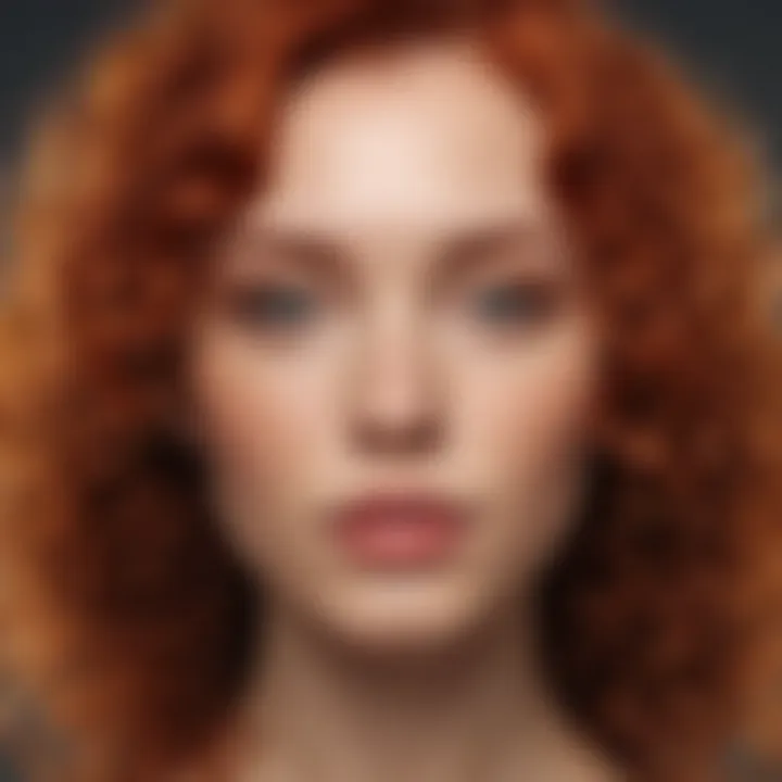 Close-up of healthy curly red hair with shine