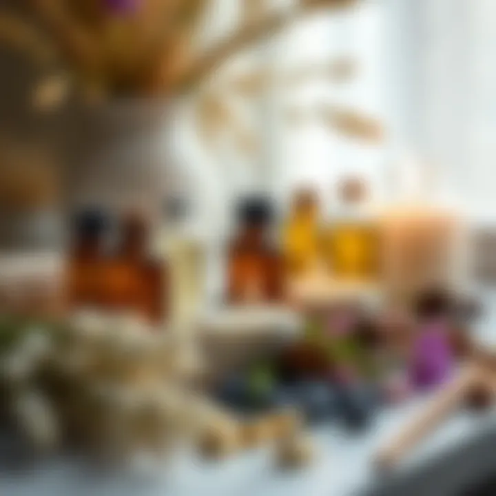 Aromatic oils arranged for candle fragrance blending