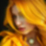 Vibrant shades of yellow hair color swatches