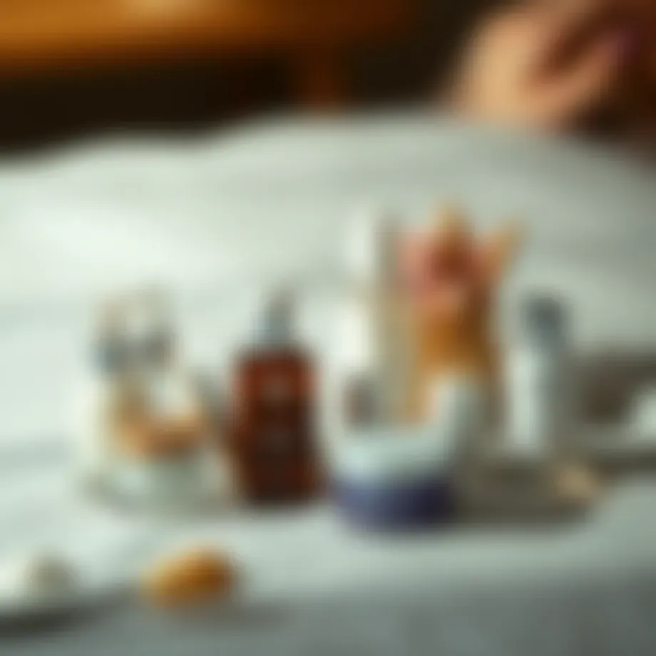 A serene Korean beauty routine setup with skincare products