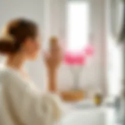 A serene morning scene depicting a calm bathroom setting for dry brushing.