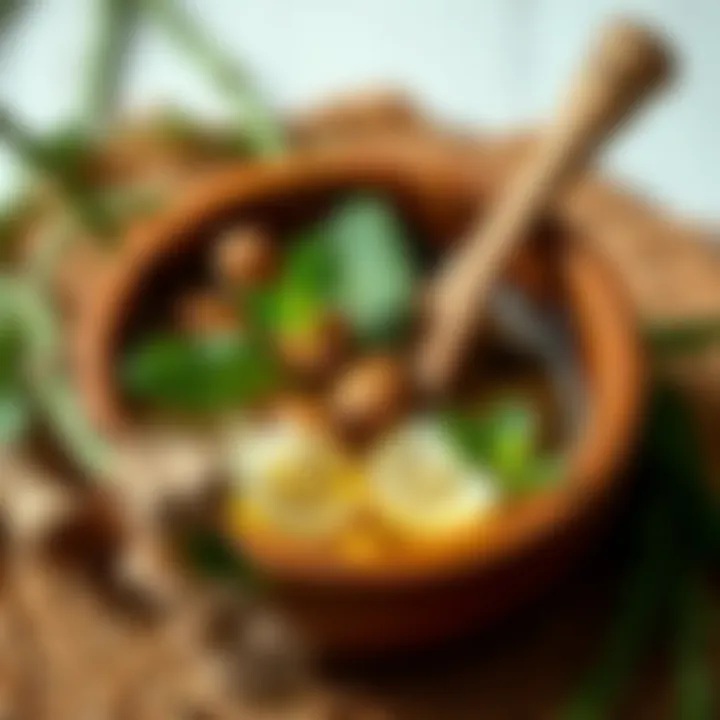 Herbal Remedies for Skin Moisture Herbal remedies in a bowl for skin moisture restoration