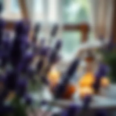 Calming Setting with Burning Lavender Lavender burning in a calming setting