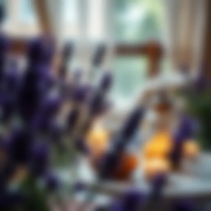 Calming Setting with Burning Lavender Lavender burning in a calming setting