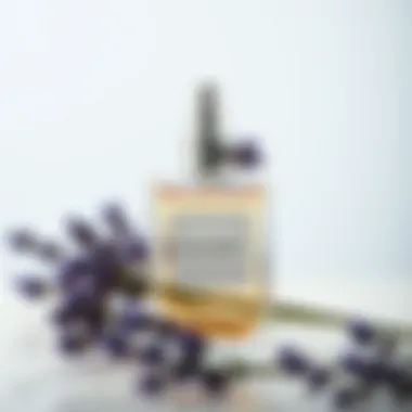 Elegant perfume bottle with lavender elements