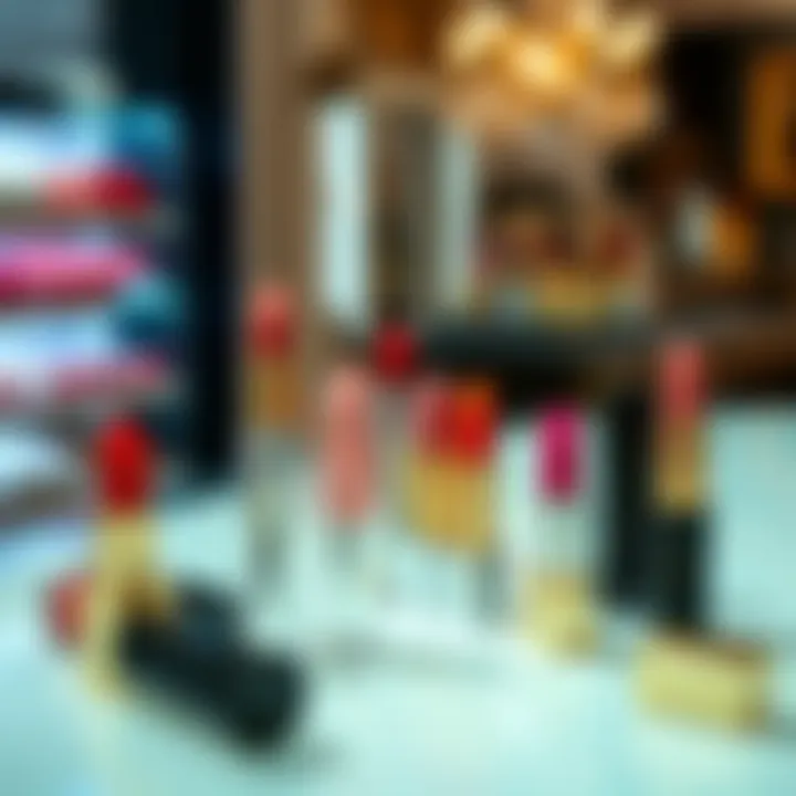 Luxurious lip products displayed elegantly