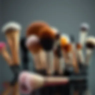 A selection of makeup brushes arranged aesthetically