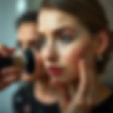 Before and after makeup application focusing on concealer use.