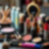 An array of diverse makeup tools arranged aesthetically