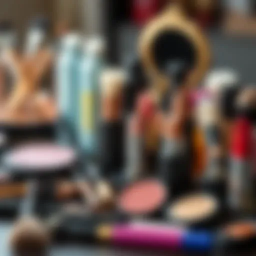 An array of diverse makeup tools arranged aesthetically