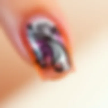 Close-up of a well-manicured nail with intricate nail art design