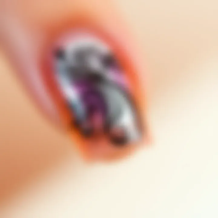 Close-up of a well-manicured nail with intricate nail art design