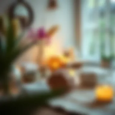 A serene home manicure setup with calming elements and soft lighting