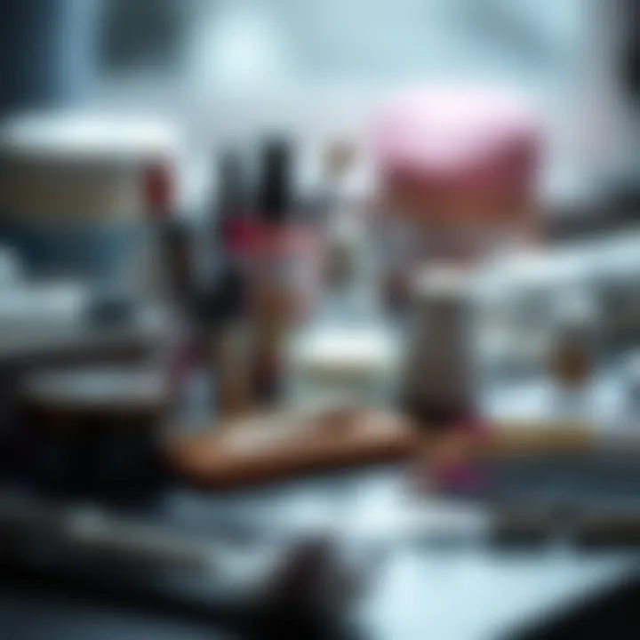 Detailed view of a manicure setup