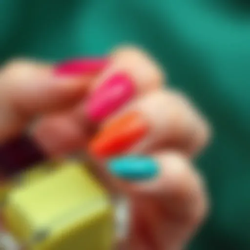 A vibrant array of nail polish colors showcasing the beauty of manicured nails
