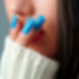 Elegant blue French manicure design