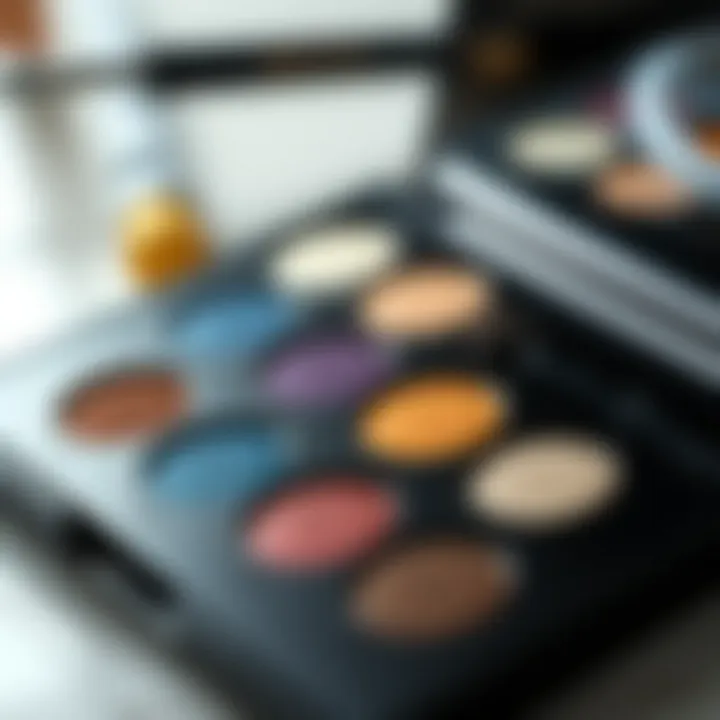 Palette of Complementary Shades for Blue Eyeliner A palette displaying shades that complement blue eyeliner