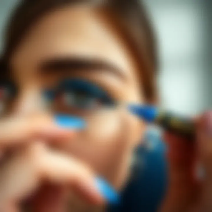 Stylish Eye Makeup Techniques with Blue Pencil Stylish eye makeup showcasing various techniques with blue pencil