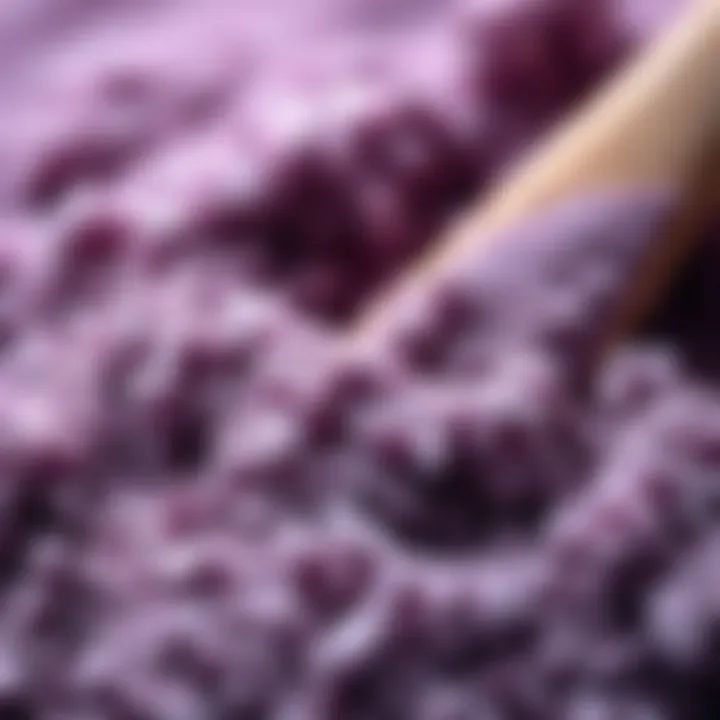 Color and Texture of Purple Flour A close-up of purple flour highlighting its unique color and texture.