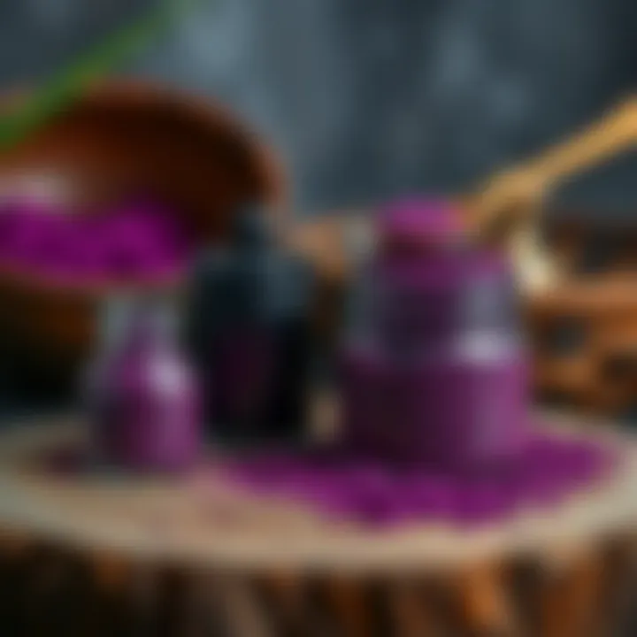 Cosmetic Applications of Purple Flour Cosmetic applications of purple flour displayed elegantly.