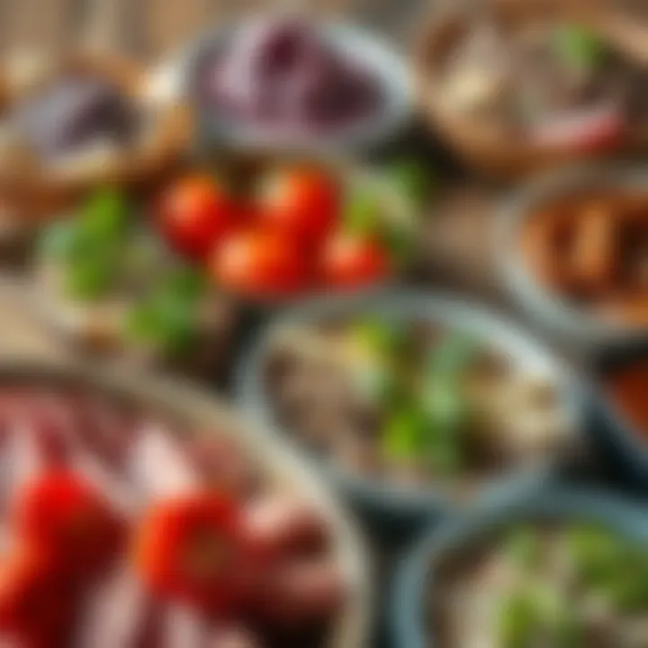 Assortment of Dishes with Purple Flour An assortment of dishes showcasing purple flour recipes