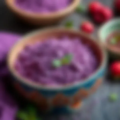 Nutritional benefits of purple flour showcased in a vibrant bowl.