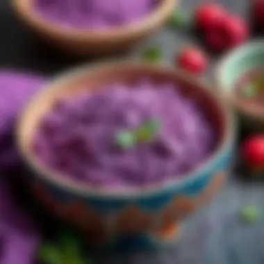 Nutritional Benefits of Purple Flour Nutritional benefits of purple flour showcased in a vibrant bowl.