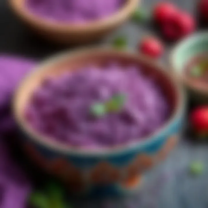 Nutritional Benefits of Purple Flour Nutritional benefits of purple flour showcased in a vibrant bowl.