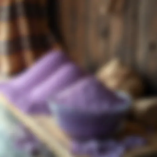 A vibrant display of purple flour in a rustic setting