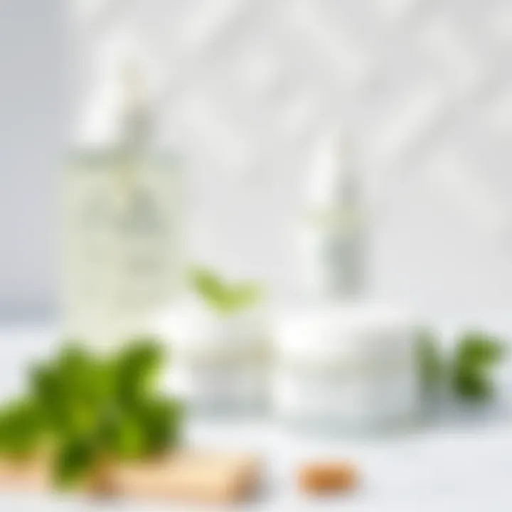 Natural Skincare Products with Mint Natural skincare products displayed with mint