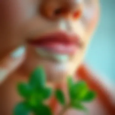 Smooth Facial Application with Mint Oil Close-up of a smooth facial application with mint oil