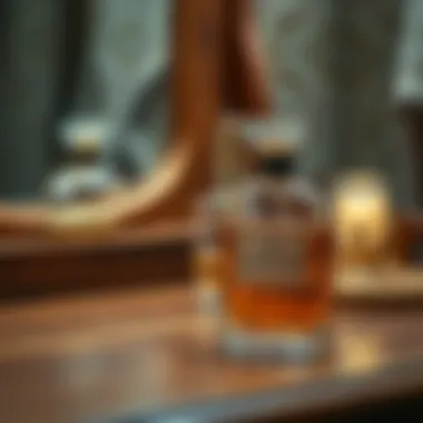 Timeless Elegance of Vintage Fragrance A vintage perfume bottle on a wooden vanity