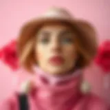 A palette of colors complementing pink shades