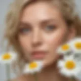 A close-up of chamomile flowers, symbolizing natural beauty and hair care.