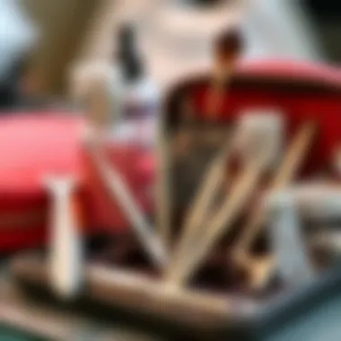 Close-up of pedicure tools and products