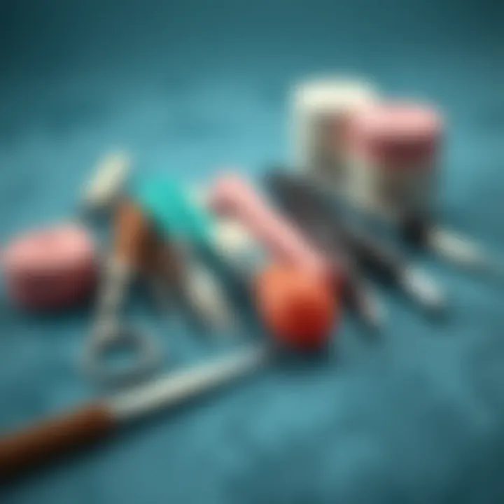 Essential pedicure tools arranged neatly