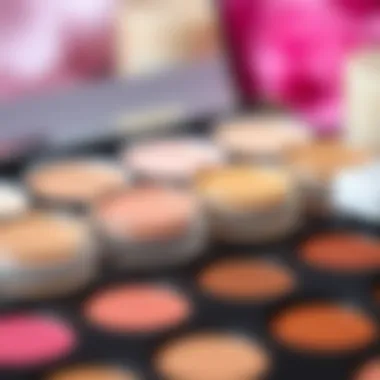 Diverse Shades of Pink-Toned Concealers A close-up view of pink-toned concealers arranged in a palette showcasing diverse shades.