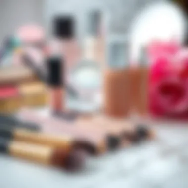 Beauty Tools and Pink-Toned Concealers An elegant display of beauty tools beside pink-toned concealers ready for application.