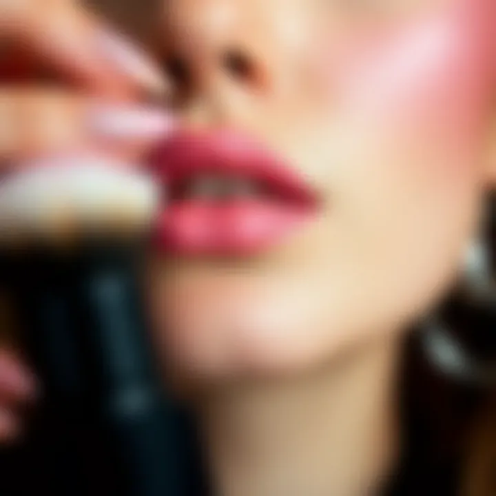 Perfecting the Pink Blush Technique Close-up of pink blush application on flawless skin