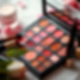 Elegant pink makeup palette showcasing various shades