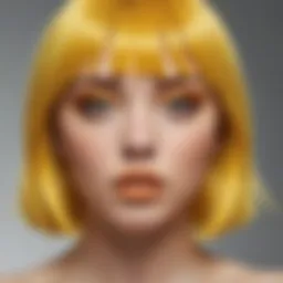 A vibrant depiction of yellow bangs framing a face, showcasing the allure of this hairstyle.